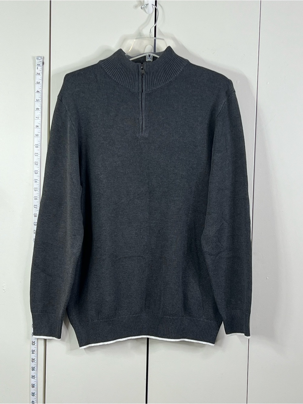 COOFANDY Men’s XXL Dark Gray Quarter Zip Mock Neck Pullover Sweater
